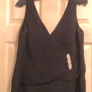 Daymor Couture  dress w/rhinestone detail, matching jacket rhinestone closure